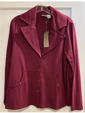 Spiegel NEW Snap Front Cotton Spandex Jersey Knit Jacket Rose Pink Womens 1X
